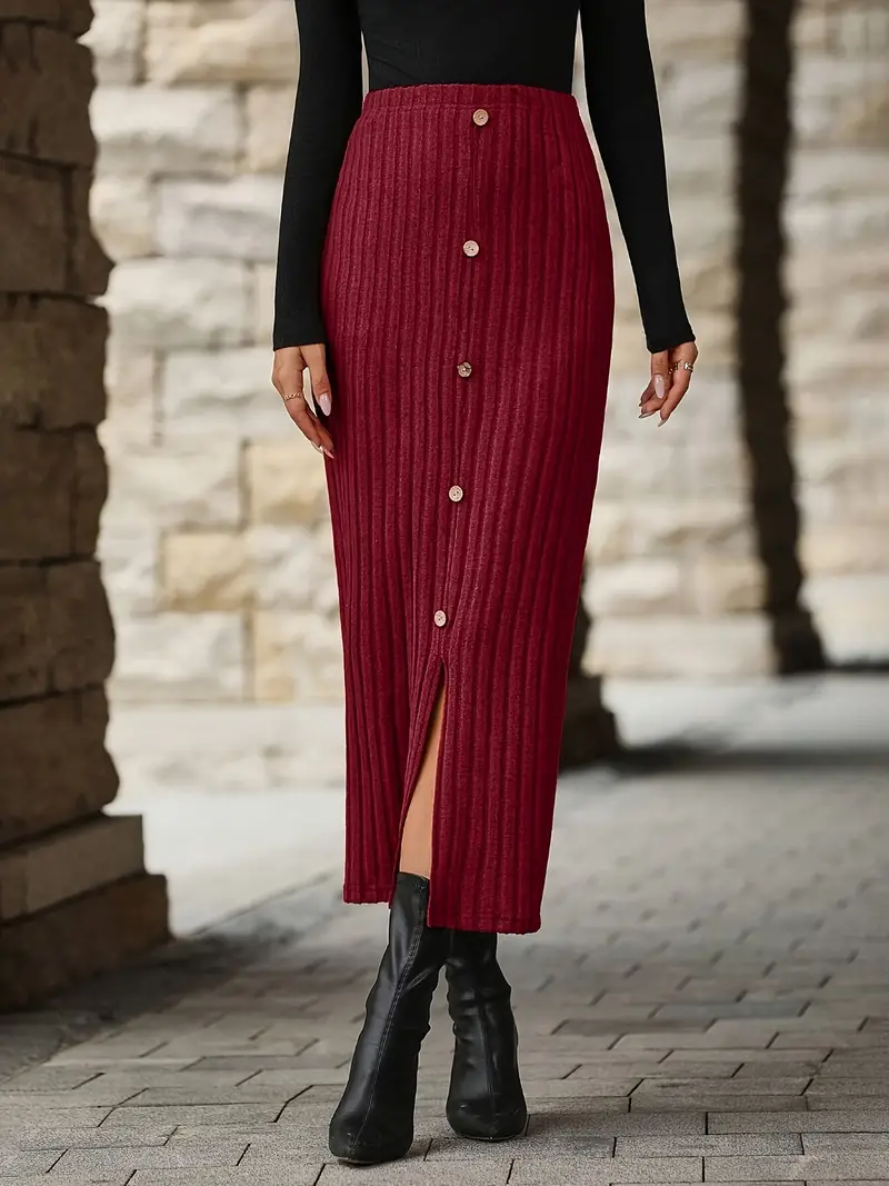 burgundy skirt | MakeOutfit.com